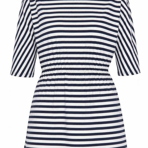 Glamorous Women’s Blue Striped Tunic Blouse Size S 3/4 Sleeve