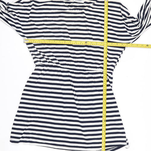 Glamorous Women’s Blue Striped Tunic Blouse Size S 3/4 Sleeve