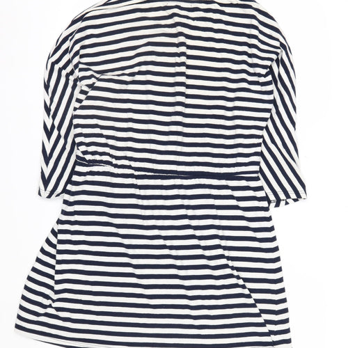 Glamorous Women’s Blue Striped Tunic Blouse Size S 3/4 Sleeve