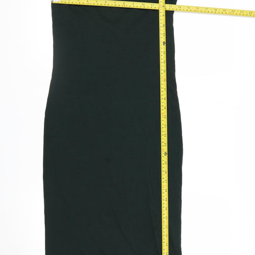 Whistles Petite Green Bodycon Midi Dress UK 8 Long Sleeve High Neck