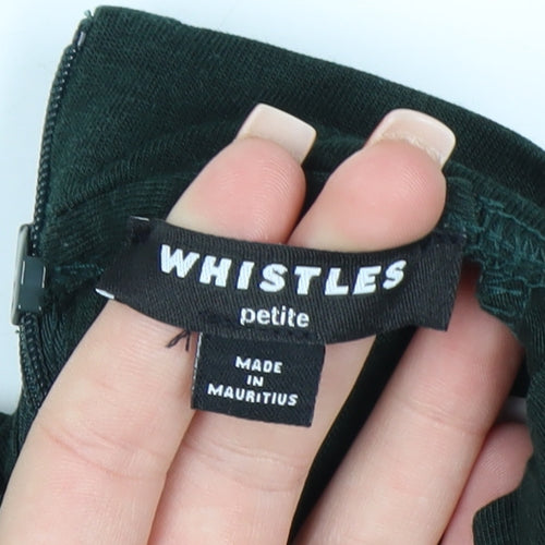 Whistles Petite Green Bodycon Midi Dress UK 8 Long Sleeve High Neck