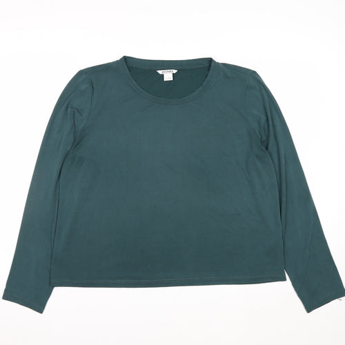 Monki Women's Green Basic Long Sleeve Modal Blend T-Shirt Size L
