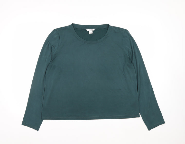Monki Women's Green Basic Long Sleeve Modal Blend T-Shirt Size L