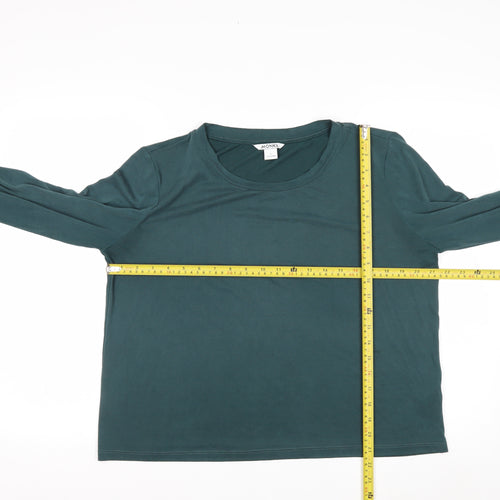 Monki Women's Green Basic Long Sleeve Modal Blend T-Shirt Size L