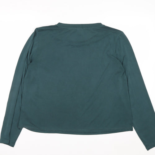 Monki Women's Green Basic Long Sleeve Modal Blend T-Shirt Size L