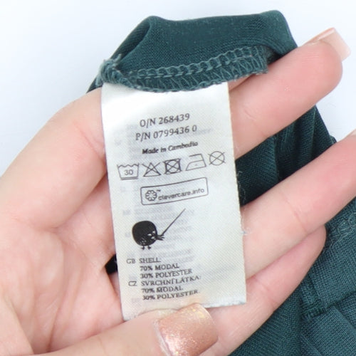 Monki Women's Green Basic Long Sleeve Modal Blend T-Shirt Size L