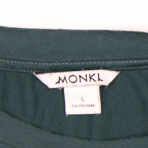 Monki Women's Green Basic Long Sleeve Modal Blend T-Shirt Size L