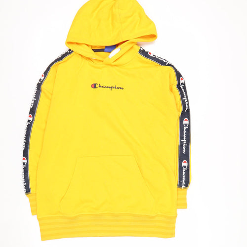 Champion Boys Yellow Pullover Hoodie 11-12 Years Cotton Blend Logo