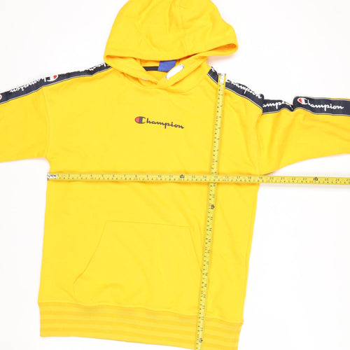 Champion Boys Yellow Pullover Hoodie 11-12 Years Cotton Blend Logo