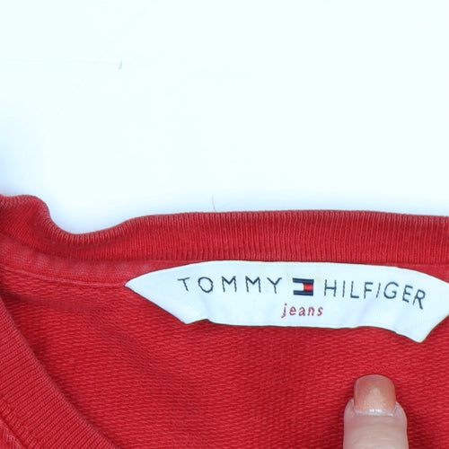 Tommy Hilfiger Jeans Red Cotton Crew Neck Sweatshirt Women M