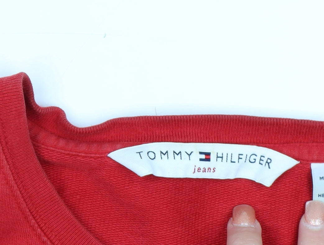 Tommy Hilfiger Jeans Red Cotton Crew Neck Sweatshirt Women M