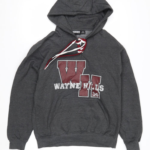 Pennant Men's Grey Hooded Pullover Jumper Small Graphic College Style
