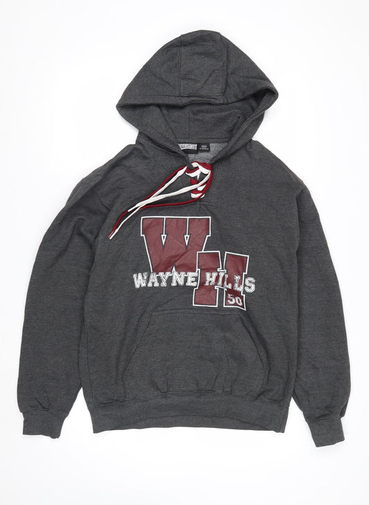 Pennant Men's Grey Hooded Pullover Jumper Small Graphic College Style