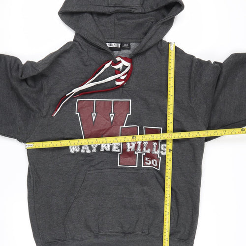 Pennant Men's Grey Hooded Pullover Jumper Small Graphic College Style