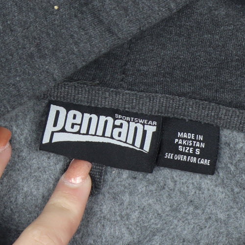 Pennant Men's Grey Hooded Pullover Jumper Small Graphic College Style