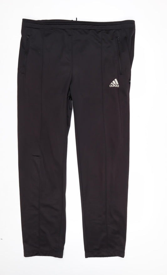Adidas Men's Black Size L Track Pants Joggers with Zip Pockets