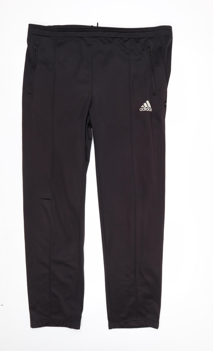 Adidas Men's Black Size L Track Pants Joggers with Zip Pockets
