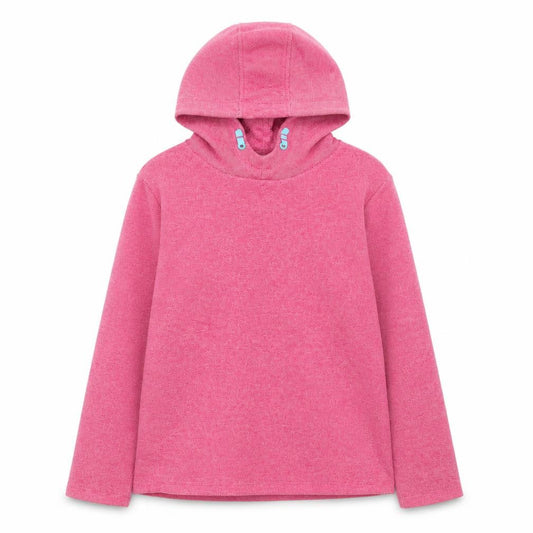 Front view of Mountain Warehouse girls’ pink pullover fleece hoodie 11-12 years