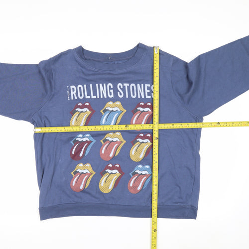 The Rolling Stones Blue Women's Large Pullover Sweatshirt Graphic Cotton Blend
