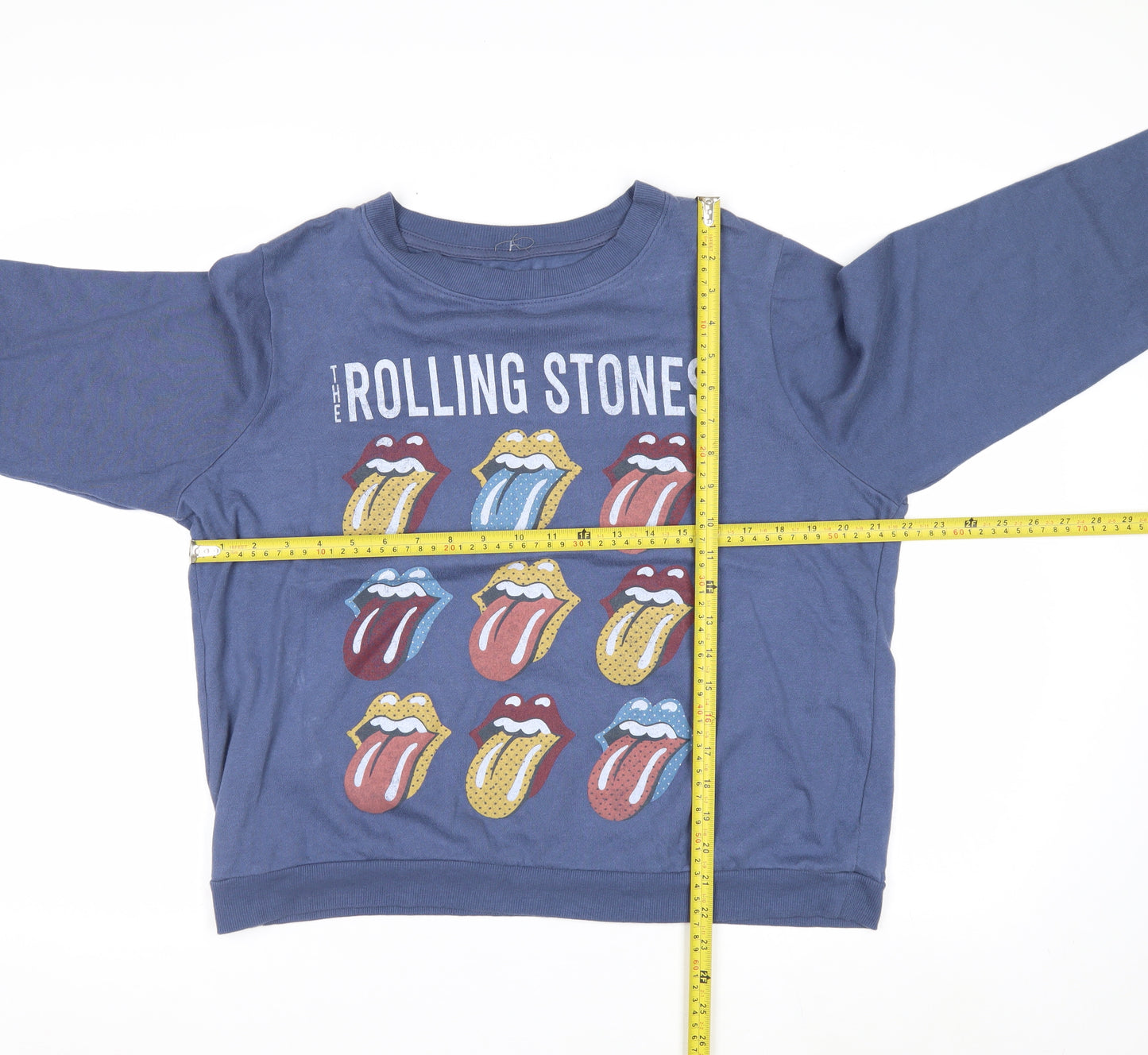 The Rolling Stones Blue Women's Large Pullover Sweatshirt Graphic Cotton Blend