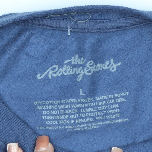 The Rolling Stones Blue Women's Large Pullover Sweatshirt Graphic Cotton Blend
