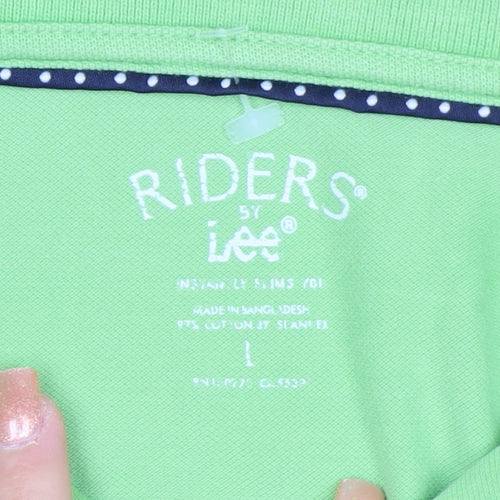 Lee Riders Women's Green Polo Shirt Size L Cotton Stretch