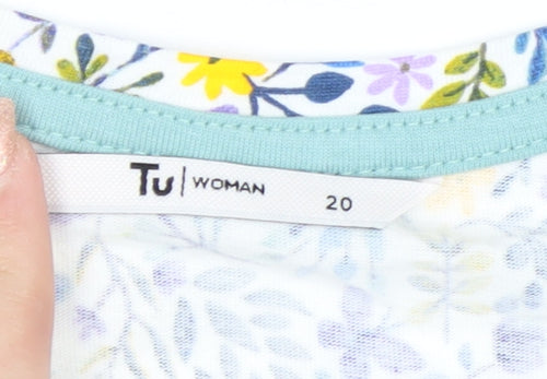 Tu Women Multicoloured Floral Cotton T-Shirt Size 20