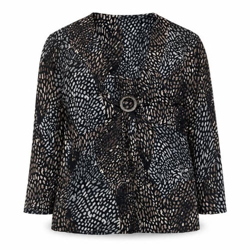 CC Women’s Black Multicoloured Animal Print Long Sleeve Wrap Top Size S