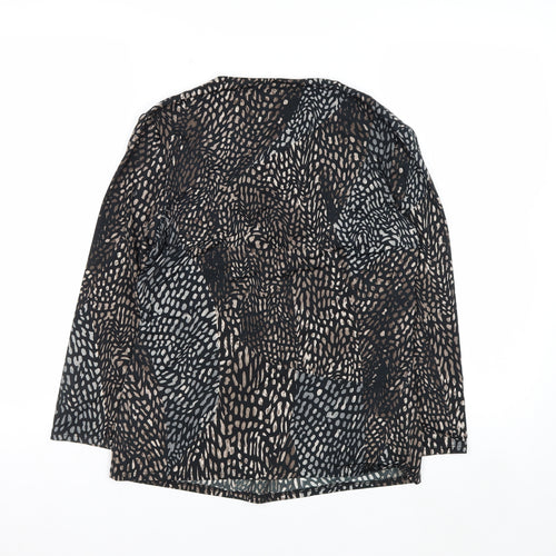 CC Women’s Black Multicoloured Animal Print Long Sleeve Wrap Top Size S