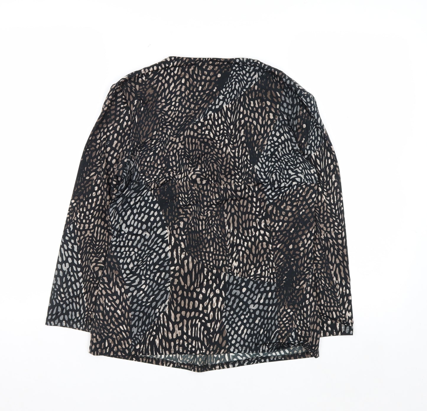CC Women’s Black Multicoloured Animal Print Long Sleeve Wrap Top Size S