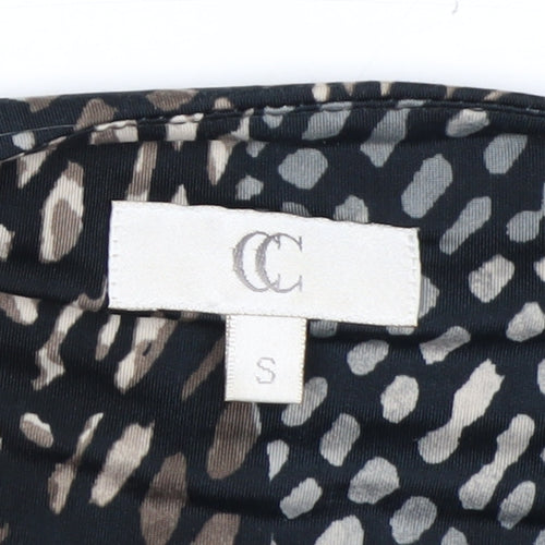 CC Women’s Black Multicoloured Animal Print Long Sleeve Wrap Top Size S