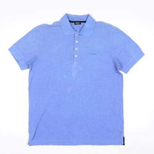 Diesel Men's Blue Cotton Polo Shirt Size L Regular Fit