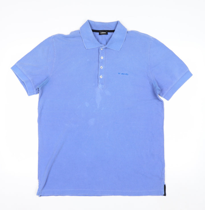 Diesel Men's Blue Cotton Polo Shirt Size L Regular Fit
