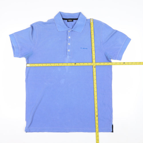 Diesel Men's Blue Cotton Polo Shirt Size L Regular Fit