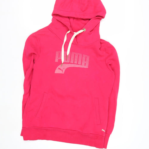 Puma Womens Pink Pullover Hoodie Size 14 Cotton Blend Sweatshirt