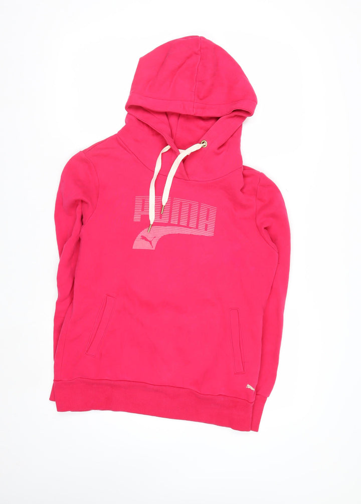 Puma Womens Pink Pullover Hoodie Size 14 Cotton Blend Sweatshirt
