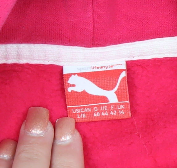 Puma Womens Pink Pullover Hoodie Size 14 Cotton Blend Sweatshirt