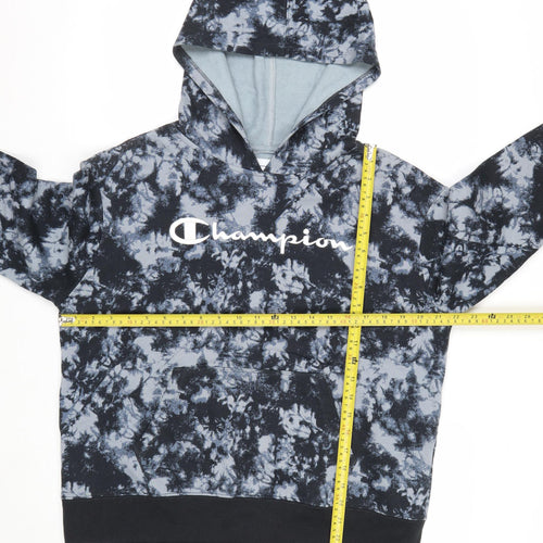 Champion Men's Blue Tie-Dye Pullover Hoodie M Fleece Logo Gymwear