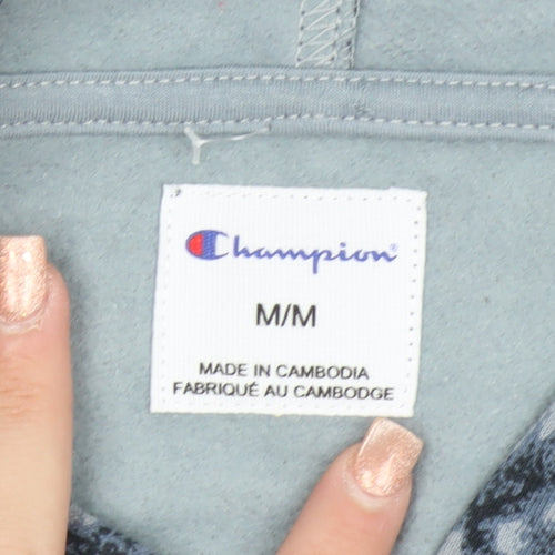 Champion Men's Blue Tie-Dye Pullover Hoodie M Fleece Logo Gymwear