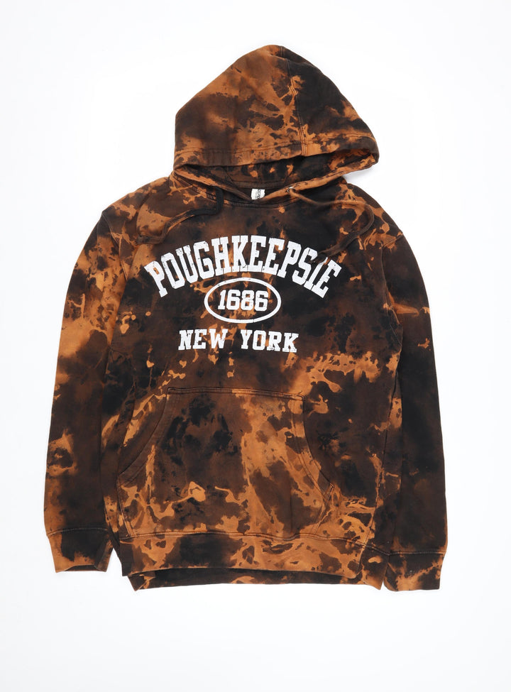 Independent Trading Co Mens Brown Black Tie-Dye Pullover Hoodie M