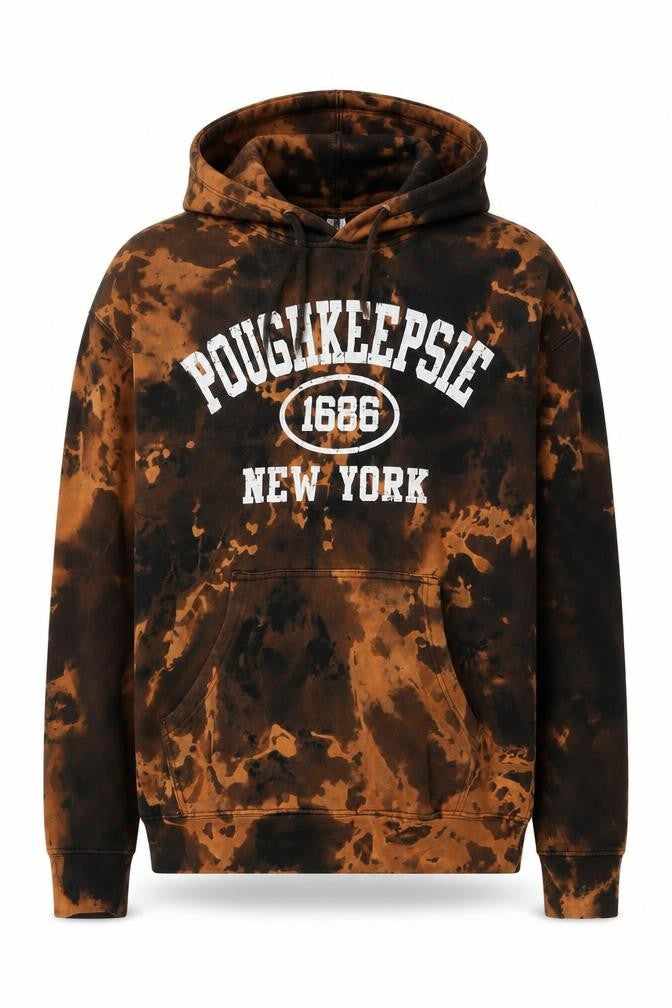 Front view of Independent Trading Co men’s brown black tie-dye pullover hoodie m