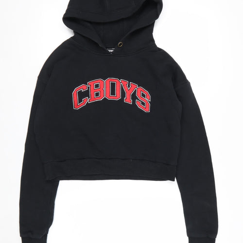 Cowboys Womens Black Cropped Pullover Hoodie S Casual Hooded Sweatshirt