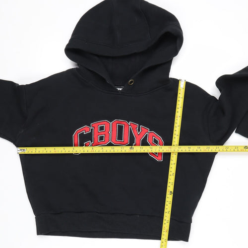 Cowboys Womens Black Cropped Pullover Hoodie S Casual Hooded Sweatshirt