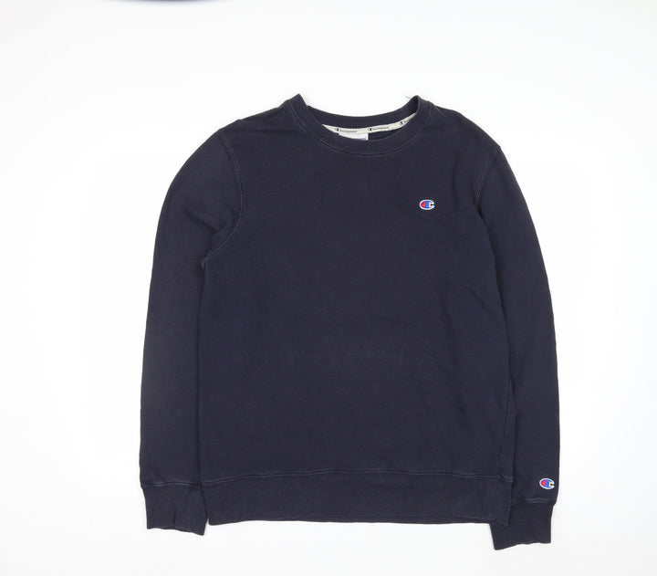 Champion Men's Blue Pullover Sweatshirt L Crew Neck Logo