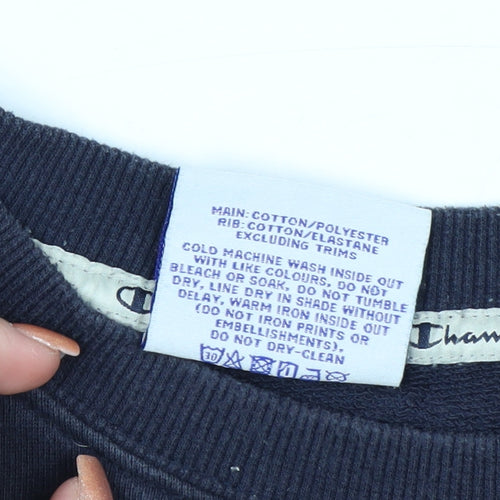 Champion Men's Blue Pullover Sweatshirt L Crew Neck Logo
