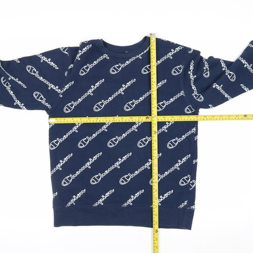 Champion Mens Blue Logo Pullover Sweatshirt Size L Regular Fit