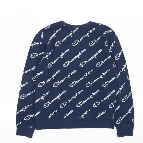 Champion Mens Blue Logo Pullover Sweatshirt Size L Regular Fit