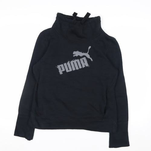 Puma Womens Black Size 12 Pullover Sweatshirt with Logo Print