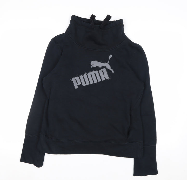 Puma Womens Black Size 12 Pullover Sweatshirt with Logo Print