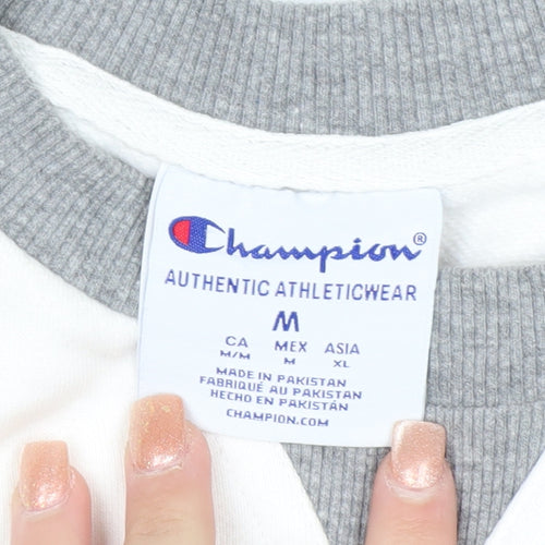Champion Mens Grey White UAlbany Logo Sweatshirt M Pullover